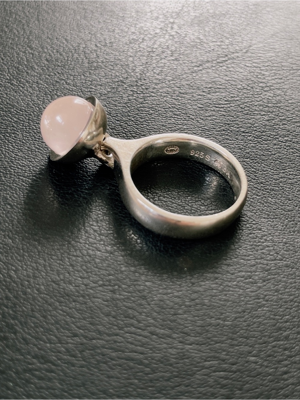 Sterling Silver Rose Quartz Dome Ring